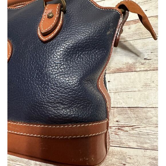 Dooney & Bourke Vintage Pebbled Leather Purse Satchel Navy Blue All Weather - Picture 6 of 12